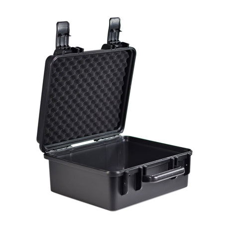 Citronic HDC295 Heavy Duty Compact ABS Transit Case by AVSL shown open with foam-lined lid, two hinged latches and moulded carry handle on white.