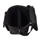 Top-down view of the open QTX Padded Moving Head Bag by AVSL, showing the black nylon interior with removable padded dividers and shoulder strap.