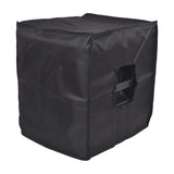 Citronic CASA-10B water-resistant black 600 Denier Oxford slip cover fitted over a PA speaker cabinet with side handle access hole, on a white background.