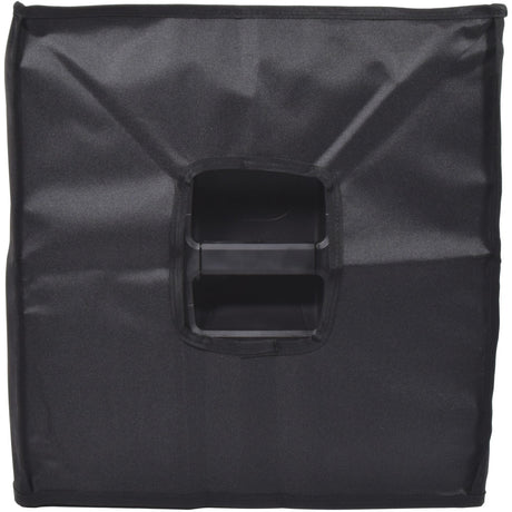 Citronic CASA-10B water-resistant slip cover in black 600 Denier Oxford fabric, fitted over a PA speaker cabinet with access cut-out for the side handle.