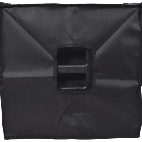 Citronic CASA-12B water-resistant slip cover in black 600 denier Oxford fabric, shown from above with cut-out access hole for the speaker's carry handle.