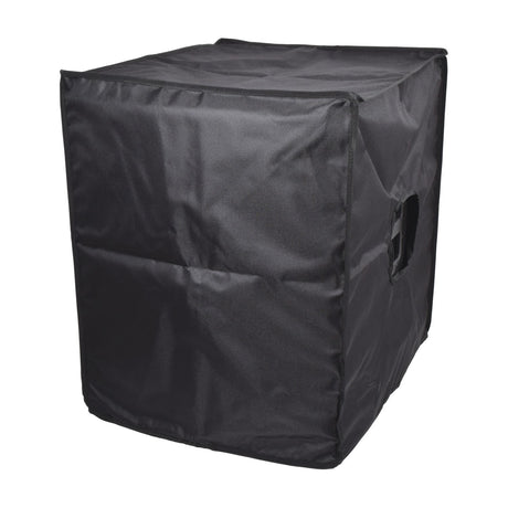 Citronic CASA-18B water-resistant black Oxford fabric slip cover for PA subwoofer cabinet with cut-out side handle access, shown on a white background.