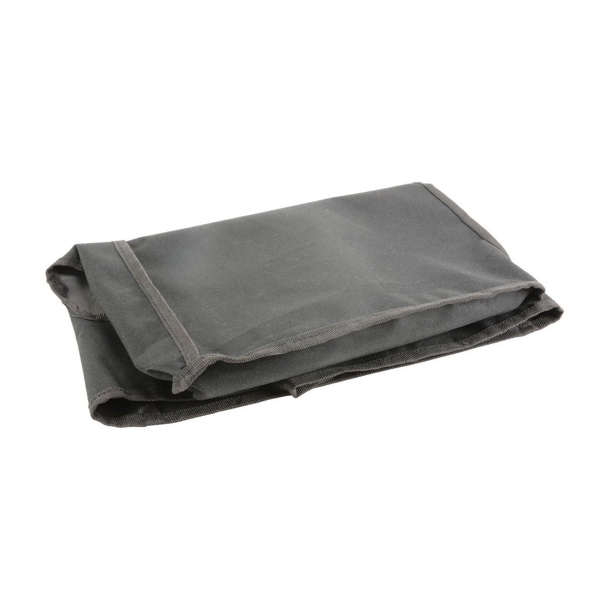 Folded grey QTX B10COVER water-resistant slip cover for the Busker-10 portable PA, with durable seam binding, shown on a plain white background.