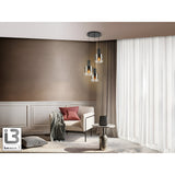 I3 - Venize 3 Light Glass Cluster Pendant - Smoked Black