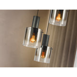 I3 - Venize 3 Light Glass Cluster Pendant - Smoked Black
