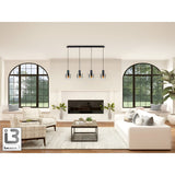 I3 - Venize 5 Light Glass Bar Pendant - Smoked Black