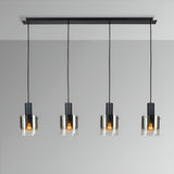 I3 - Venize 5 Light Glass Bar Pendant - Smoked Black