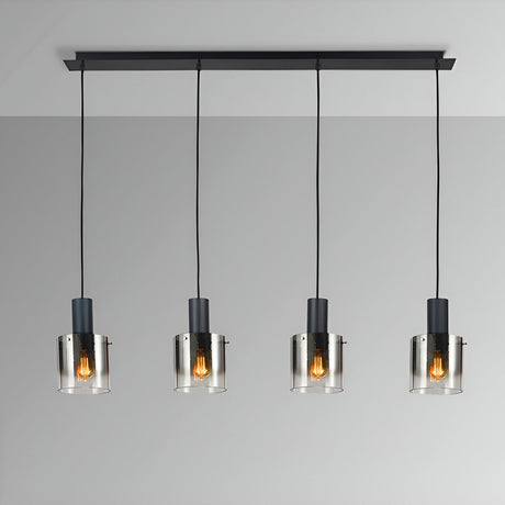 I3 - Venize 5 Light Glass Bar Pendant - Smoked Black