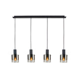 I3 - Venize 5 Light Glass Bar Pendant - Smoked Black