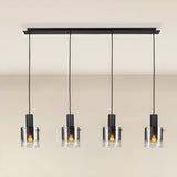 I3 - Venize 5 Light Glass Bar Pendant - Smoked Black