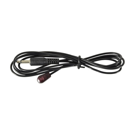 AV:Link 4K HDMI Extender Kit coiled black IR receiver cable with 3.5mm jack plug and small red IR sensor head, shown on a white background.