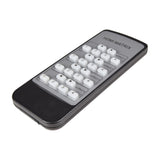 Remote control for the AV:Link 4x4 HDMI Matrix Switch, black with grey button panel labelled Output 1-4, source buttons 1-4 and arrows, on a white background.