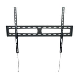 AV:Link LPF800 fixed ultra slim TV wall bracket in black steel with vertical VESA arms and release drawstrings, shown on a plain white background.