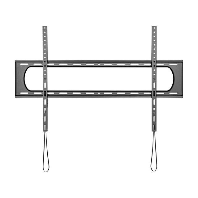 AV:Link fixed heavy duty TV bracket for 60" to 120" screens, black steel wall mount with vertical arms and release drawstrings on a plain background.