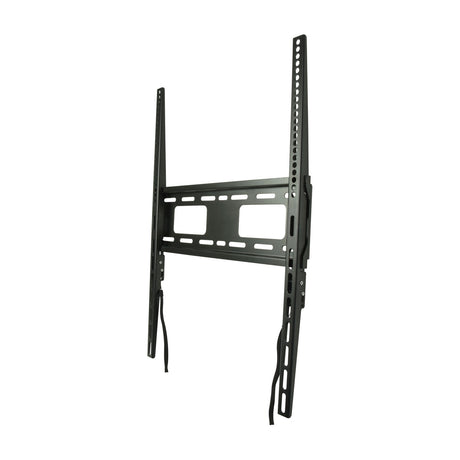 AVSL AV:Link fixed vertical anti-theft TV wall bracket in black steel with portrait orientation, slotted arms and central VESA plate, on a white background.
