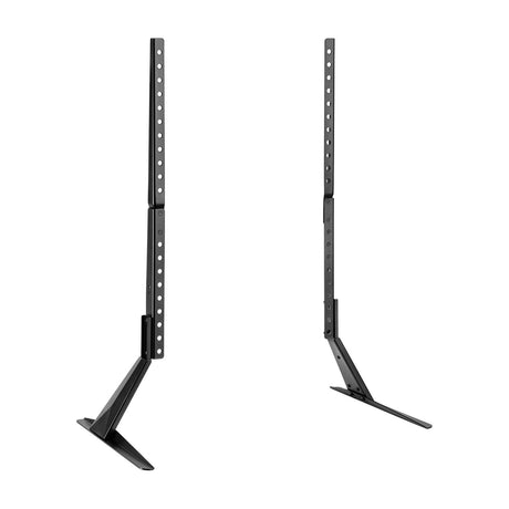 AV:Link PS800 universal tabletop TV stand, two black metal mounting arms with adjustable brackets and angled feet, shown on a plain white background.