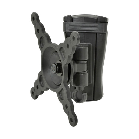 AV:Link HQS201 full motion TV wall bracket in black steel with VESA plate, swivel arm and cable hook, shown on a plain white background.
