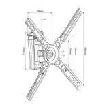 Technical line drawing of the AV:Link HQS201 full motion TV wall bracket showing 78mm depth, 115mm plate, VESA 75/100/200 arms, tilt and swivel angles.