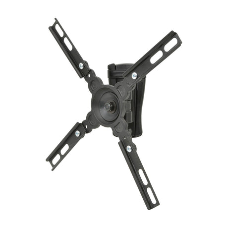 AV:Link HQS201 full motion TV wall mount bracket in black steel with extendable VESA adaptor arms and central swivel joint, on a white background.