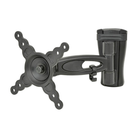 AV:Link HQO201 full motion single arm steel TV wall bracket with VESA plate, tilt and swivel arm, and cable retainer on a white background.