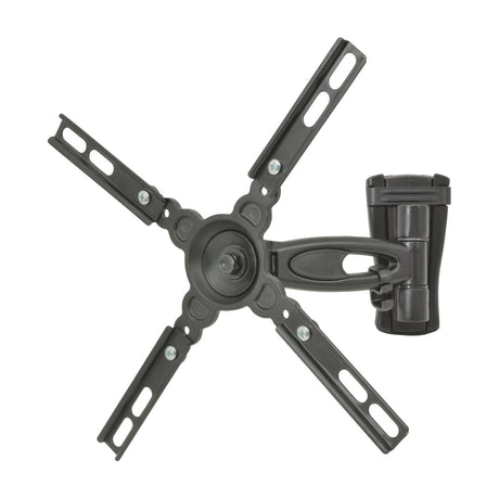 AV:Link HQO201 full motion single arm steel TV wall bracket with extended VESA adaptor arms and swivel mount, shown on a plain white background.
