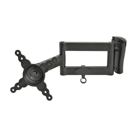 AV:Link HQT201 full motion double arm TV wall bracket in black steel with VESA plate, extendable arms and tilt head, shown on a white background.