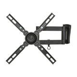 AV:Link HQT201 full motion double arm steel TV wall bracket with extended arms, VESA plate and cable hook, shown on a white background.