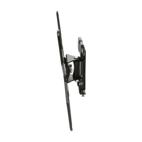 AV:Link INC201 tilt and swivel TV wall bracket, side view showing black steel arm with hinge joints and mounting plate on a white background.