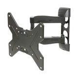 AV:Link IND201 full motion double arm TV wall bracket in black steel with VESA plate and extending twin arms, shown on a plain white background.