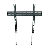 AV:Link NSF400 slimline fixed TV bracket in black steel with vertical VESA arms, horizontal wall rail and two release drawstrings, on a white background.