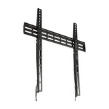 AVSL AV:Link NSF400 slimline fixed TV bracket in black steel with vertical arms, horizontal rail, VESA slots, and release drawstrings on a white background.