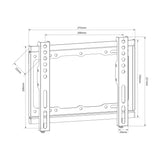 Technical line drawing of the AV:Link SF201 fixed TV wall bracket showing dimensions 272mm x 221mm, 25mm wall distance, and VESA 200x200 pattern.