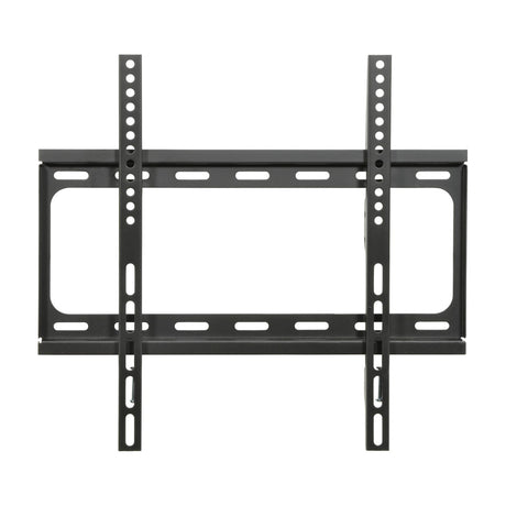 AV:Link SF401 fixed TV wall bracket in matte black steel with VESA 400x400 mounting arms and slotted wall plate, shown on a plain white background.