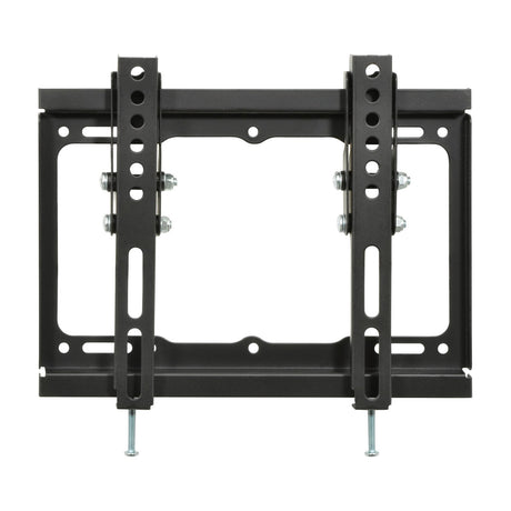 AV:Link ST201 tilting TV wall bracket in matte black steel with adjustable side arms and mounting screws, shown on a plain white background.