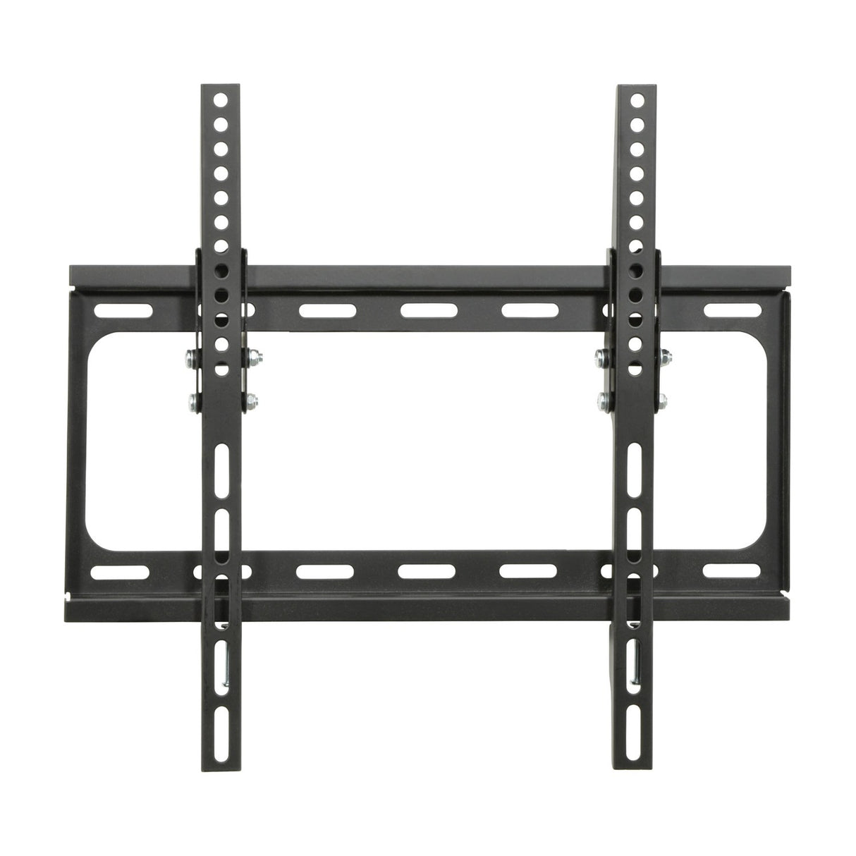 AV:Link ST401 tilting TV wall bracket in black steel with vertical mounting arms and slotted wall plate, shown on a plain white background.