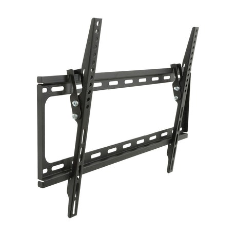 AV:Link ST601 tilting TV wall bracket by AVSL in matte black steel with VESA 600x400 mounting slots and visible tilt screws, on a white background.