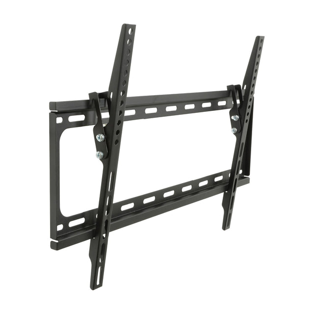 AV:Link ST601 tilting TV wall bracket by AVSL in matte black steel with VESA 600x400 mounting slots and visible tilt screws, on a white background.