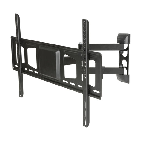 AV:Link USC601 full motion double arm TV wall bracket in black steel with extending arms and VESA mounting plate, shown on a white background.