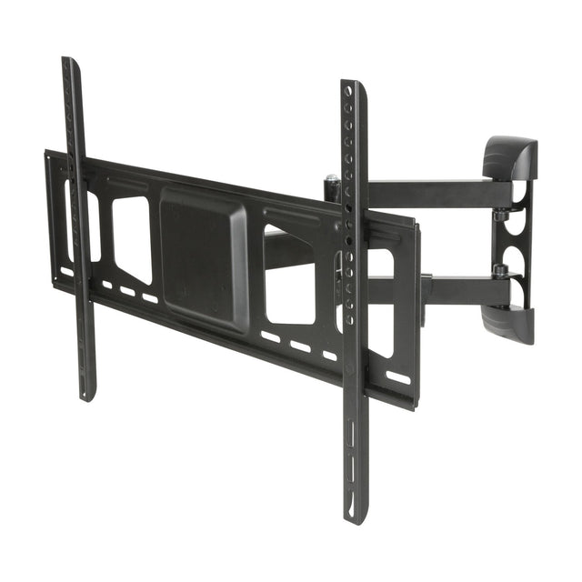 AV:Link USC601 full motion double arm TV wall bracket in black steel with extending arms and VESA mounting plate, shown on a white background.