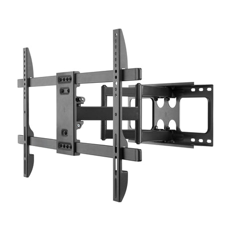 AV:Link FMXL600 full motion TV wall bracket in matte black steel with double extending arms and VESA mounting plate, shown on a plain white background.