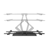 AV:Link FMXL600 full motion TV wall bracket by AVSL shown flat against the wall with extended arms ghosted to illustrate motion range, on a white background.