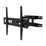 AV:Link FML600 full motion double arm TV bracket in black steel with VESA mounting rails and extendable swivel arms, shown on a plain white background.