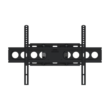 AV:Link FML600 full motion double arm TV bracket in black steel with VESA mounting arms and perforated wall plate, shown on a plain white background.