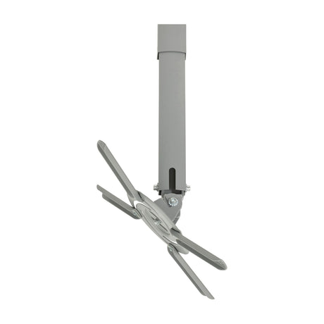 AV:Link PJM620 grey adjustable ceiling projector bracket with extendable drop pole, tilt head and four adjustable mounting arms on a plain background.