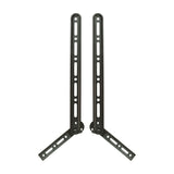 AV:Link universal L-shaped soundbar mounting brackets by AVSL, a pair of black adjustable metal arms with slotted holes and pivoting feet on a white background.