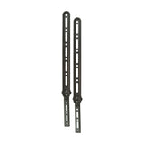 AV:Link universal L-shaped soundbar mounting brackets by AVSL in matte black steel, shown as a pair with slotted adjustment holes on a plain white background.