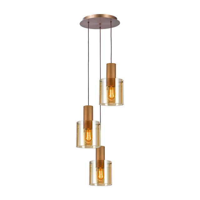 Venize 3 Light Pendant - Copper
