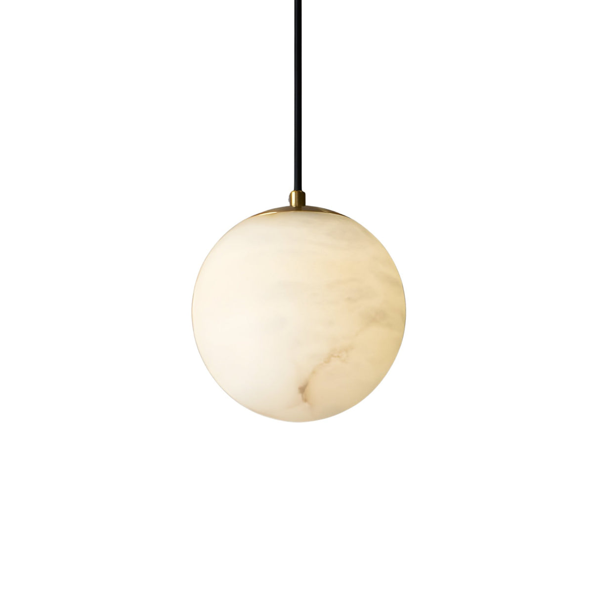 Lyvane Small Alabaster Globe Pendant Light - Brushed Brass