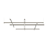 Hilow White Diffuser Frame LED Pendant Light with three long horizontal bars crossed by three angled linear diffuser bars, in a silver finish, shown on a plain white background.