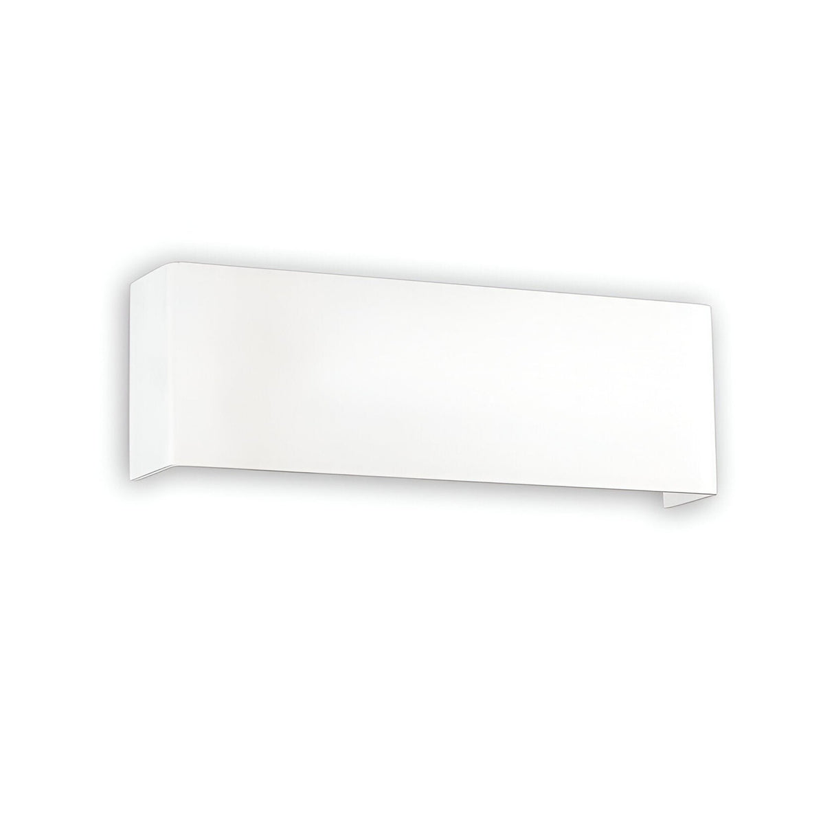 Introducing the Canvas LED Wall Light 11W 3000K - White, 30cm: a minimalist, rectangular white wall sconce against a simple backdrop, highlighting its sleek and modern design with smooth edges. It provides an energy-efficient, gentle glow along its perimeter.